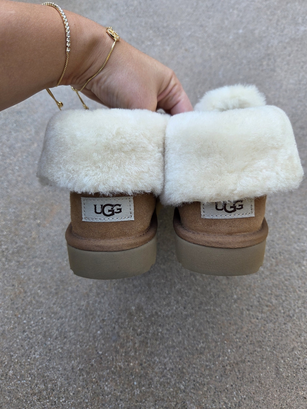 UGG Diara Boot Chestnut Suede Shearling Fur Cuffed Booties Women's Size 10 - Picture 5 of 13